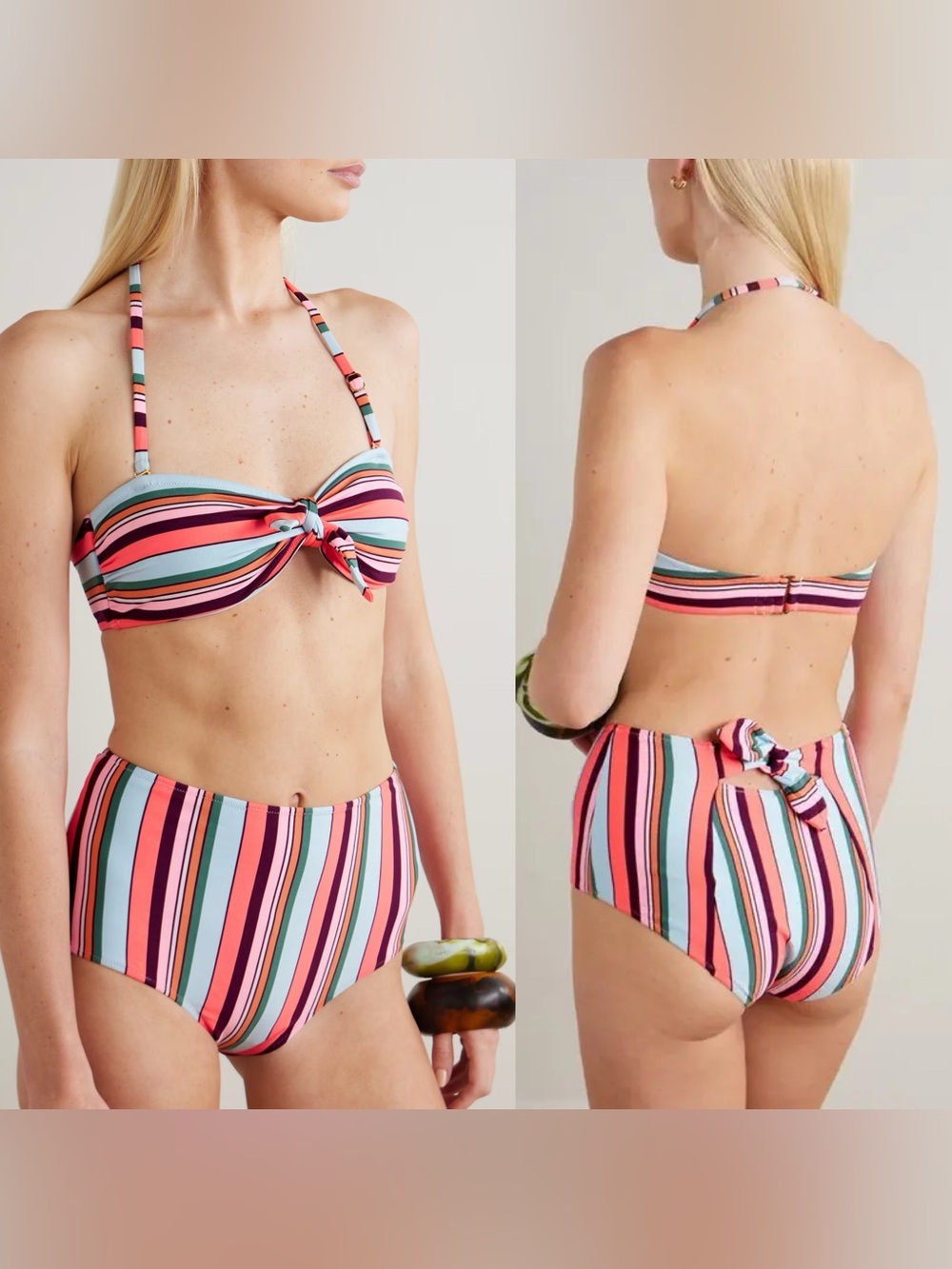 Lemlem Ava + Elsi printed ribbed bikini